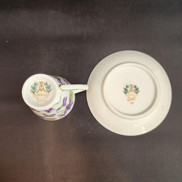 Mini Violets Tea Cup Mitterteich February Birth Flower Demitasse Art Deco German - Picture 5 of 9